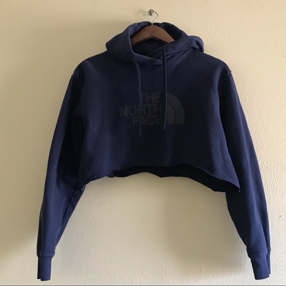Navy North Face Cropped Hoodie
